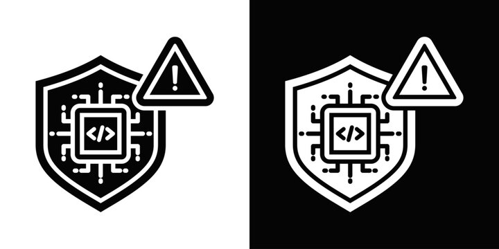 Cyber Crisis Defense Icon White And Black Background Style