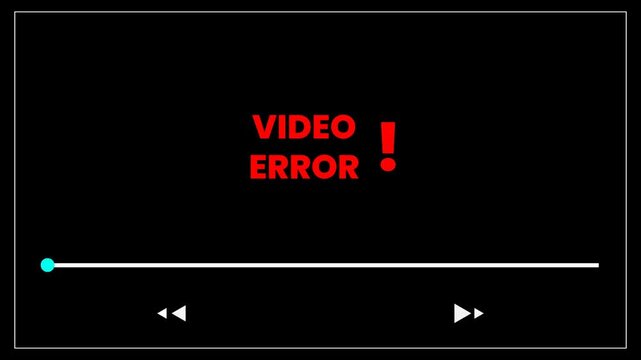 Video Error animation, video erroe animation with audio bar ion transparent background in 4k.
