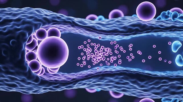 3D Microscopic Visualization of a Synaptic Cleft Between Two Neurons Illustrating Neurotransmitter Dynamics and Communication