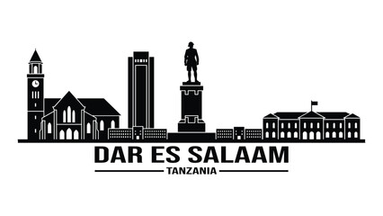Obraz premium Black skyline of Dar es Salaam Tanzania