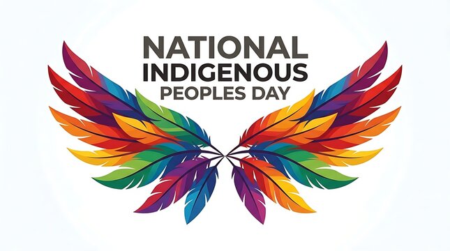 Colorful feather wings design for national indigenous peoples day celebration graphic illustration