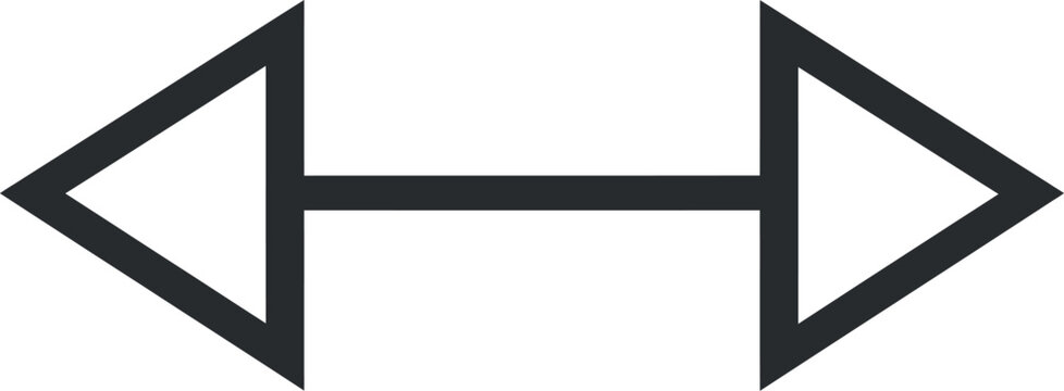 Arrows pointing in opposite directions represent the concept of range and width measurement tools.