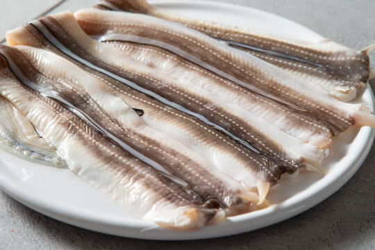 Raw eel with bones and thorns removed ,