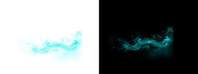 Delicate Cyan Smoke Wave Abstract Minimalist Composition © Raheem