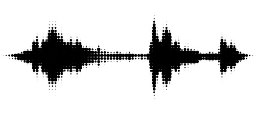 Fototapeta premium Vector retro grunge sound wave pattern. Audio equalizer halftone design with pulse effect