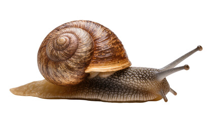 Garden snail with brown spiral shell and textured body © Isadora