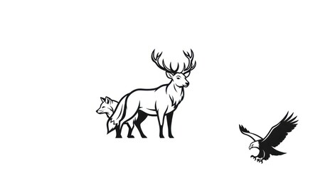 Fototapeta premium Wildlife animals in natural habitat scene.