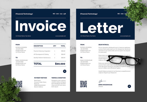Blue And Black Invoice Letterhead