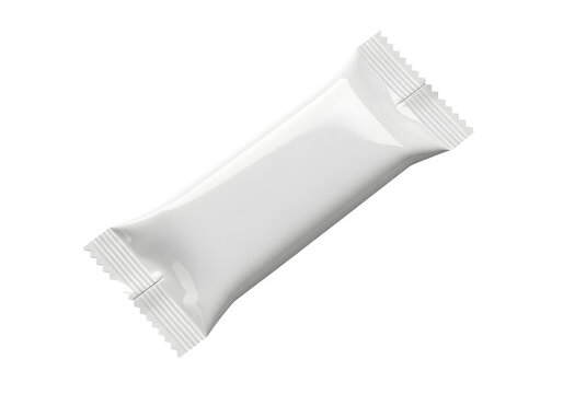 Single white snack food wrapper with corner fold