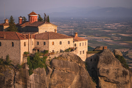 Meteora monastery perched on rock formations in Greece