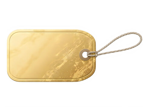 Golden envelope tag with string hanging