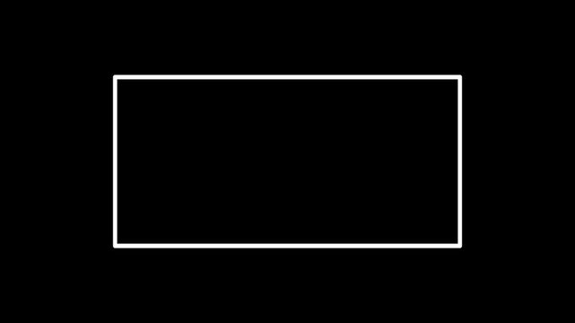 Animated drawing white rectangle outline UI frame on transparent background. Alpha channel included