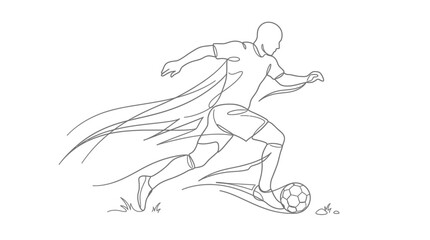 Obraz premium Dynamic illustration of a soccer player in motion, capturing the speed and energy of the game with fluid, continuous lines