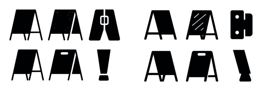 Street signage icons with sandwich board easel minimal