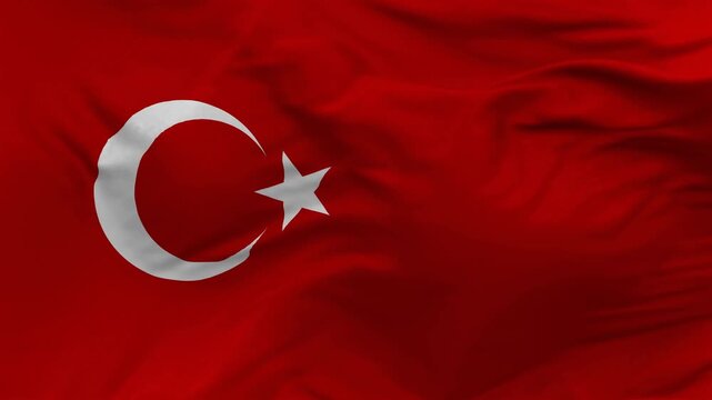 Turkey National Flag with White Crescent and Star on Red Background