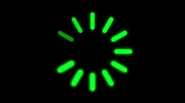 green glow loading spinner with fading dots on black progress .animated circle loading gif video icon animation