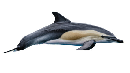 Common dolphin swimming, detailed view of body and fins © Isadora