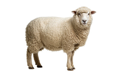 Fototapeta premium Woolly sheep standing profile view