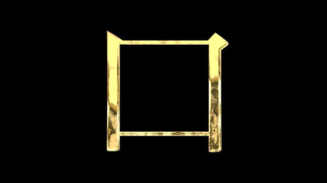 A golden kanji character "口". Its meaning is "mouth or opening". It reflects light, causing the pattern to change. Supports alpha channels.