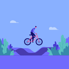 Naklejka premium BMX Rider Soaring Over Smooth Asphalt Pump Track Waves