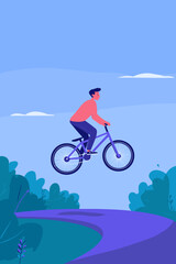 Naklejka premium BMX Rider Soaring Over Smooth Asphalt Pump Track Waves