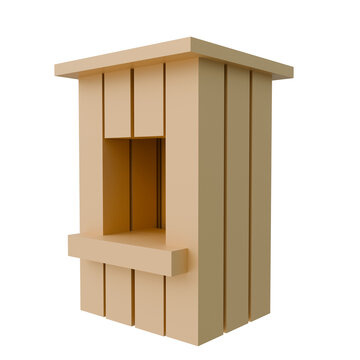 Minimalist Wooden Birdhouse 3D Illustration