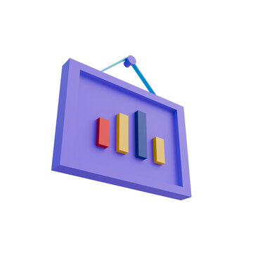 Framed Bar Chart 3D Illustration