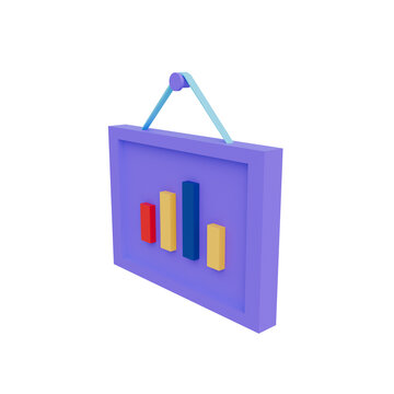 Framed Bar Chart 3D Illustration