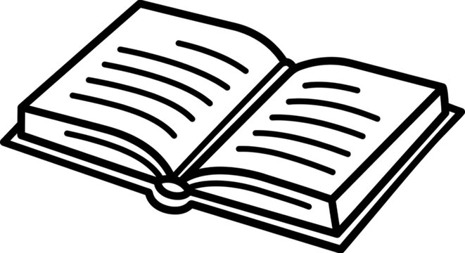 A detailed open textbook vector image illustrating printed reading materials, pages of knowledge, study guides, educational textbooks, and open literature volumes.