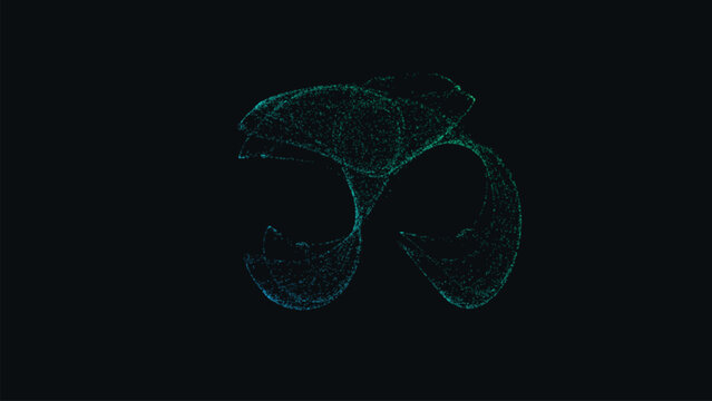 Abstract green Clifford strange attractor veil on black background