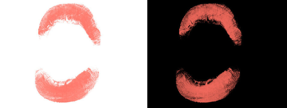 Open Rounded Red Lipstick Kiss Mark with Soft Edges Dual Background