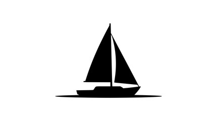 Fototapeta premium Minimalist black sailboat silhouette icon on white background
