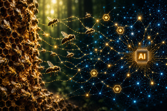 Honeybee Communication Network Driving Collective Artificial Intelligence