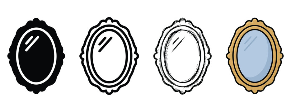  empty frame icons with oval shapes and decorative borders  various design elements for digital and graphic use