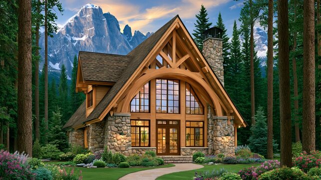 Mountain Cabin In Pine Forest