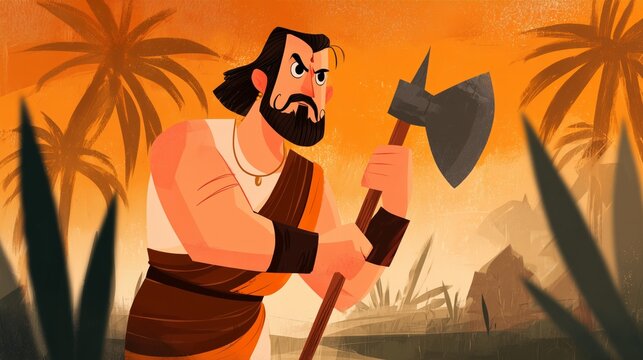 Celebrating Parshuram Jayanti with an illustration of Lord Parshuram holding an axe in a vibrant landscape at sunset