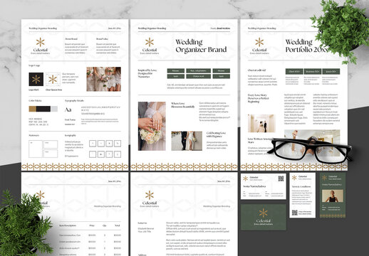 Green And Brown Wedding Organizer Brand Guidlines