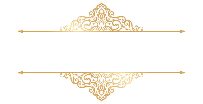 Elegant gold title frame template with ornate baroque border design