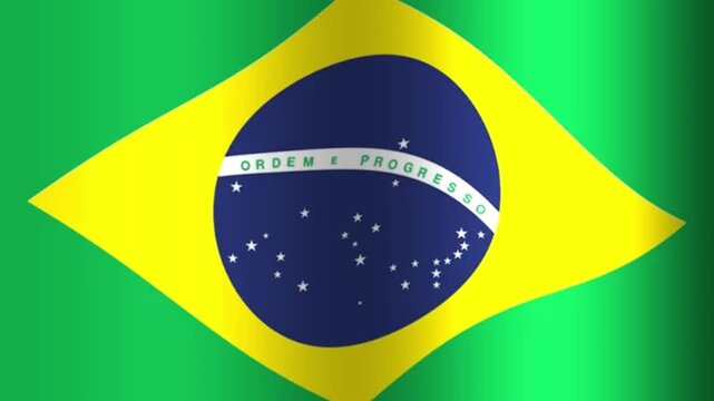 Brazilian Flag Waving in the Wind.