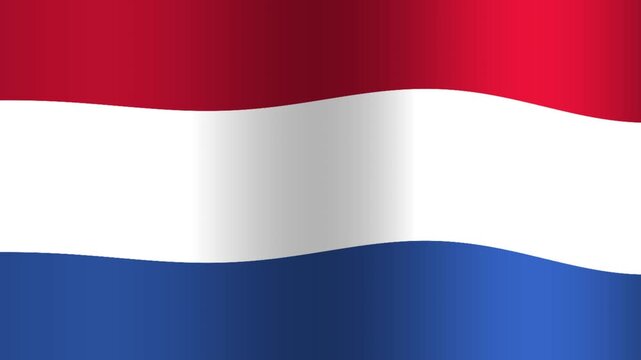 Waving Dutch Flag with Red White and Blue Stripes.