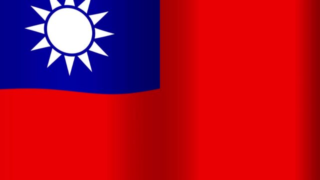 The Flag of Taiwan Waving in the Wind.