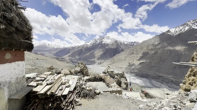 Picturesque view of the Key Gompa Monastery (4166 m) at sunrise. Spiti valley, Himachal Pradesh, India.
