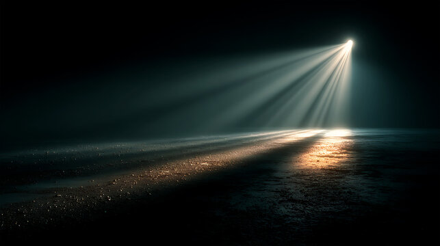 Abstract Orange and Blue Light Reflection on Wet Surface with Cinematic Luxury Background
