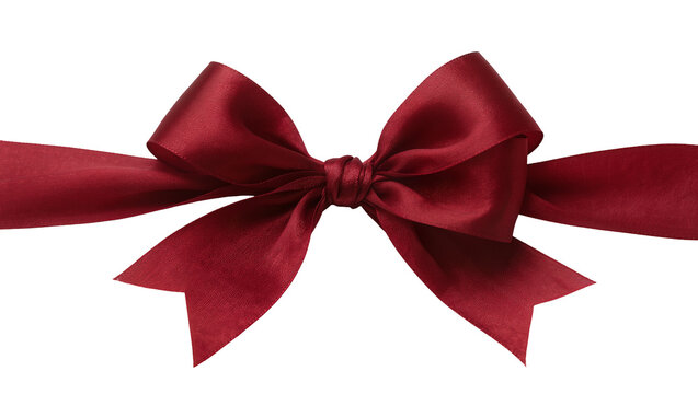 Satin red bow with ribbon tails