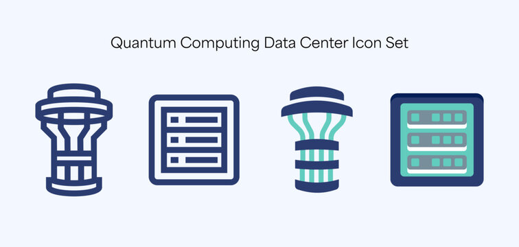 Quantum Computing Data Center Icon Set