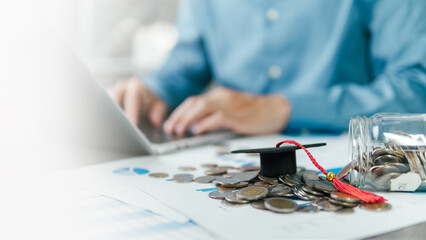 Educational investment for future success: The concept of investing in education, money saving,...