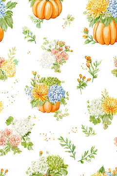 Watercolor Lemon and Floral Pattern