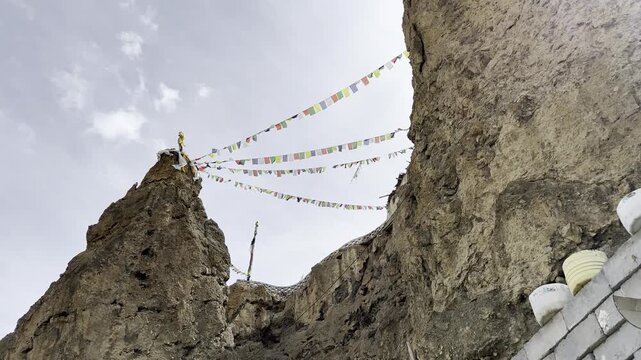 Dhankar village in Spiti valley, Picturesque view of the Key Gompa Monastery (4166 m) at sunrise, Himachal Pradesh, India