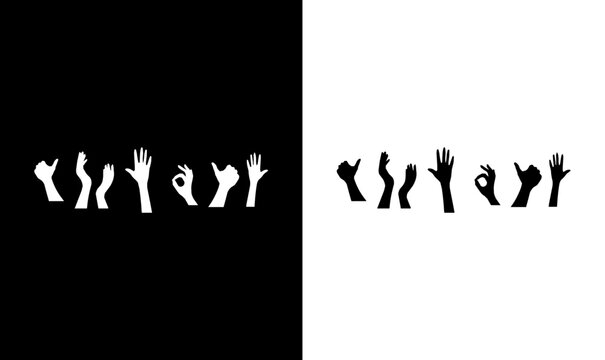crowed people charring cheer hands up silhouette, party hands silhouette vector illustration, black crowed illustration, hands, charring, cheer, happy, party, group, icons, logo, dance, love, couple, 