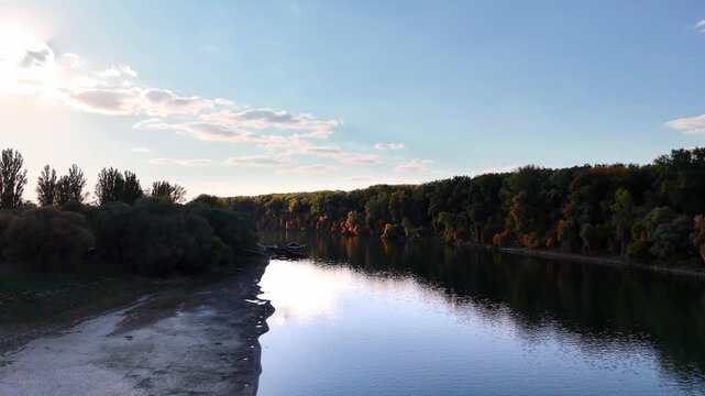 Tisza and Cris River in autumn, Csongrad, Hungary